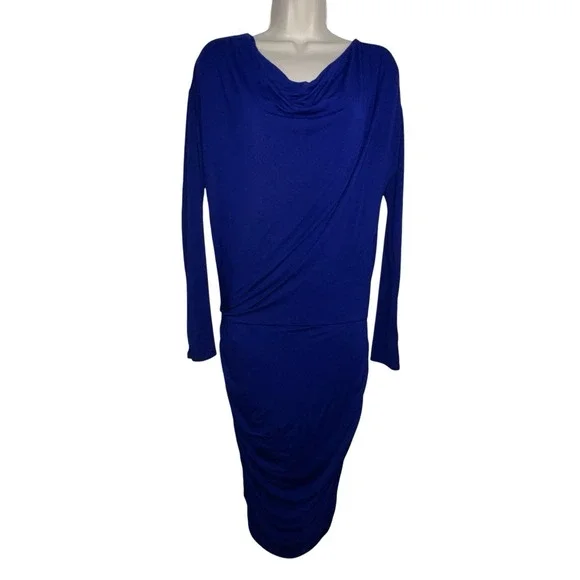 Athleta Womens Dress Small Blue‎ Stretch Solstice Casual Cowl Neck Long Sleeves - Picture 2 of 11